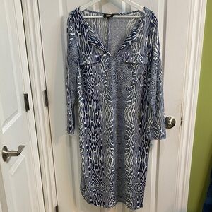 Lori Michaels Collection Blue White Coral Beach Cruise Resort Dress Women’s 2X